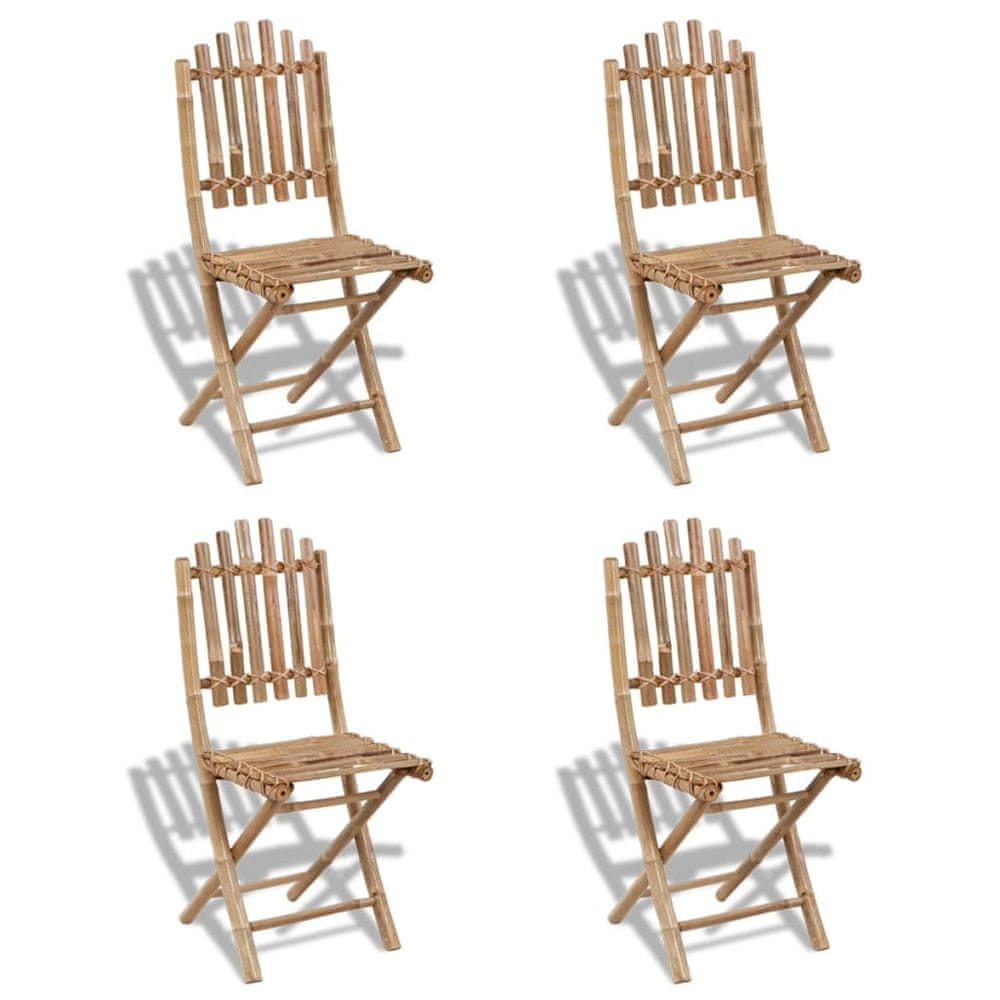 Vidaxl Skladacie vonkajšie stoličky, bambus 4 ks